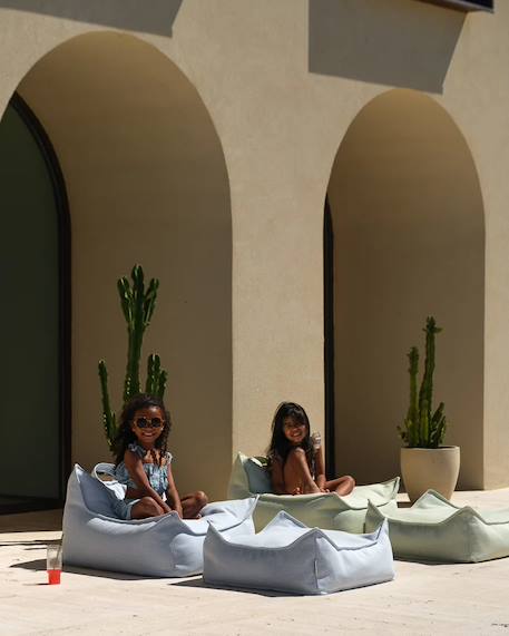 Pouf extérieur enfant carré coussin de sol outdoor Azure+Dune+Herba+Pomegranate+Seashell+Terra 2 - vertbaudet enfant 