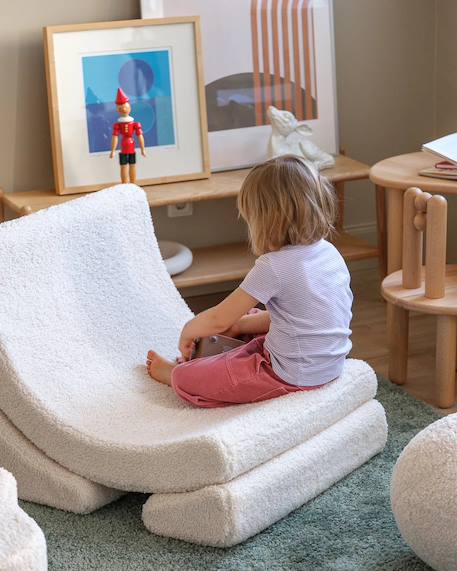 Fauteuil de jeu enfant - pouf design lune en teddy Biscuit+Cream white+Guava+Matcha 12 - vertbaudet enfant 