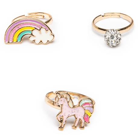 Set de 3 bagues ajustables licorne arc en ciel Rose 1 - vertbaudet enfant 