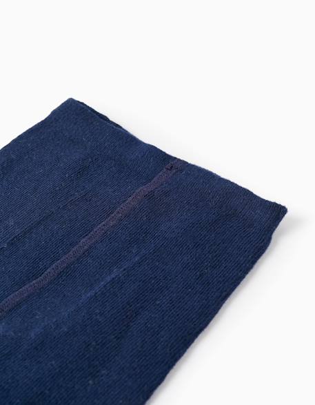 Collants unis avec nœud Bleu foncé 2 - vertbaudet enfant 