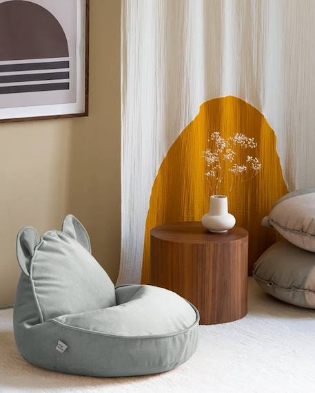 Pouf poire ours chambre enfant - fauteuil comfortable en velours Dusty beige+Misty green+Salted caramel 7 - vertbaudet enfant 