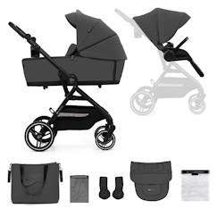 Puériculture-Poussette-Poussette duo et trio-Poussette 2 en 1 Kinderkraft YOXI avec Nacelle Pliable, Siège Réversible, Roues Increvables et UPF50+