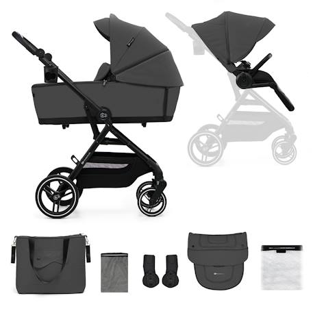 Poussette 2 en 1 Kinderkraft YOXI avec Nacelle Pliable, Siège Réversible, Roues Increvables et UPF50+ Gris+Noir 1 - vertbaudet enfant 