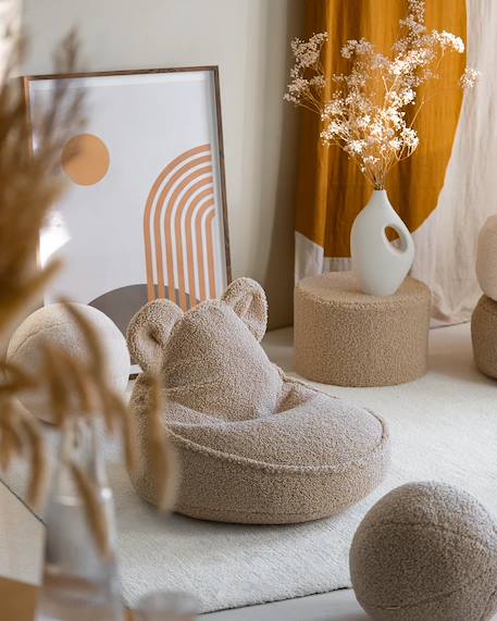 Pouf poire ours chambre enfant - fauteuil comfortable en teddy Biscuit+Cream white+Guava+Maple+Matcha+Warm hazel 3 - vertbaudet enfant 