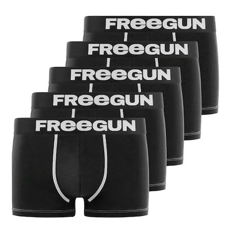 Lot de 5 boxers  uni Noir/blanc 1 - vertbaudet enfant 