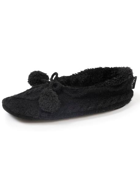 Chaussettes d'intérieur maille torsadée - fourrées, antidérapantes Noir 6 - vertbaudet enfant 