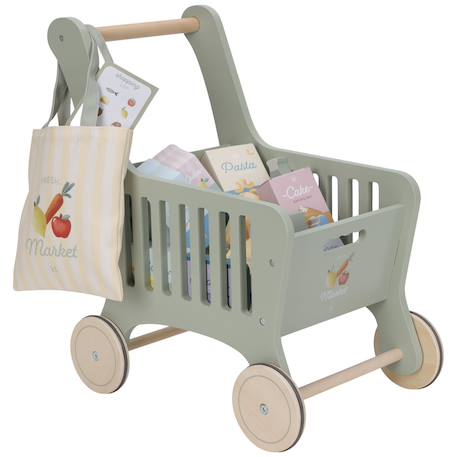 Chariot de courses, Sac et accessoires inclus Vert d'eau, beige, bleu 1 - vertbaudet enfant 