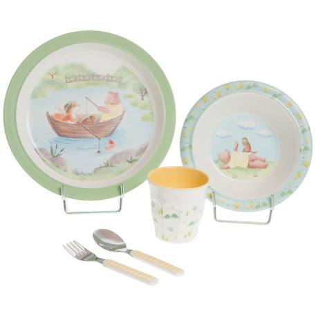 Coffret repas léonard (5 pièces) Bleu, jaune, vert 1 - vertbaudet enfant 