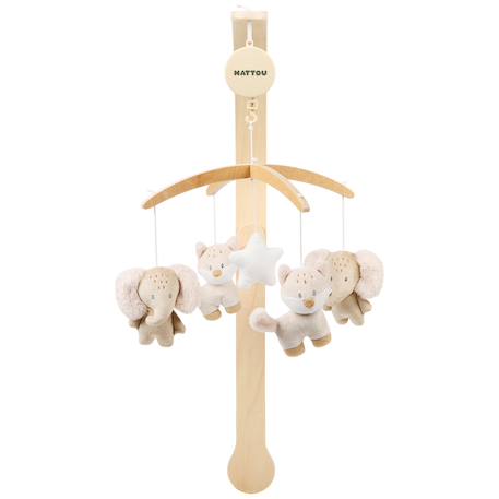 Mobile musical ernest, flo et oli Marron, beige, écru 1 - vertbaudet enfant 