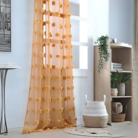 Voilage pompons brodés Blanc+Gris perle+Jaune moutarde+Pink 7 - vertbaudet enfant 