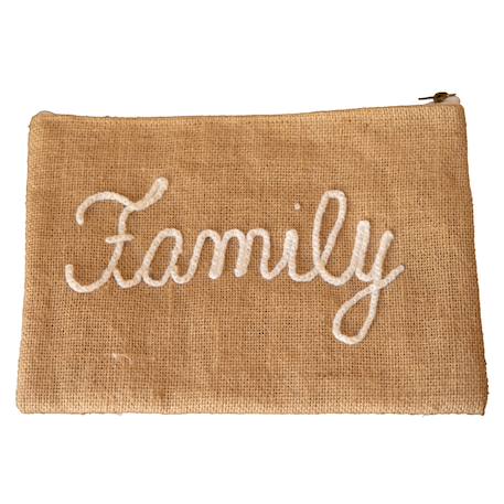Pochette jute 'family' Naturel 1 - vertbaudet enfant 