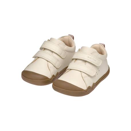 Baskets bébé basses à scratch Ivory clair+Rose sombre 2 - vertbaudet enfant 