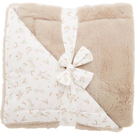 Couverture polaire mix & match vert de gris (70 x 100 cm) Blanc, beige+Vert d'eau, écru 1 - vertbaudet enfant 