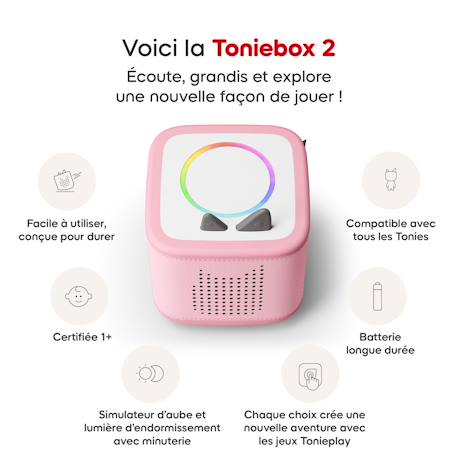 Mon premier coffret toniebox 2 - boite à histoires - 1 figurine rubie Bleu+Gris+Rose+Vert océan 14 - vertbaudet enfant 