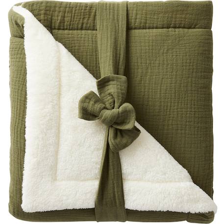 Couverture polaire double gaze de coton fougère (70 x 100 cm) Vert 1 - vertbaudet enfant 