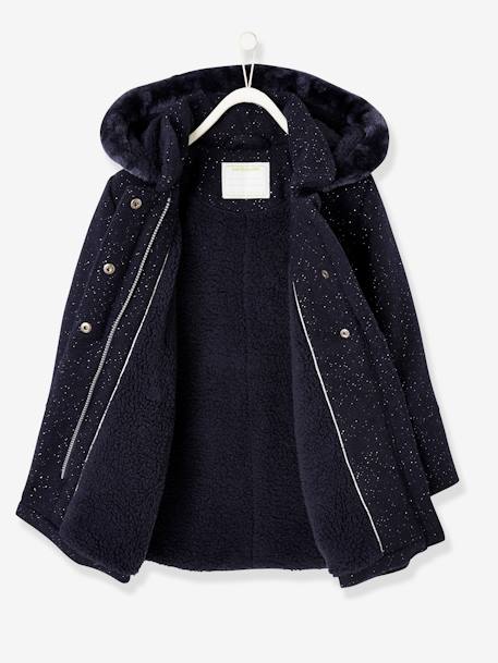 Manteau à capuche fille drap de laine Marine grisé 3 - vertbaudet enfant 