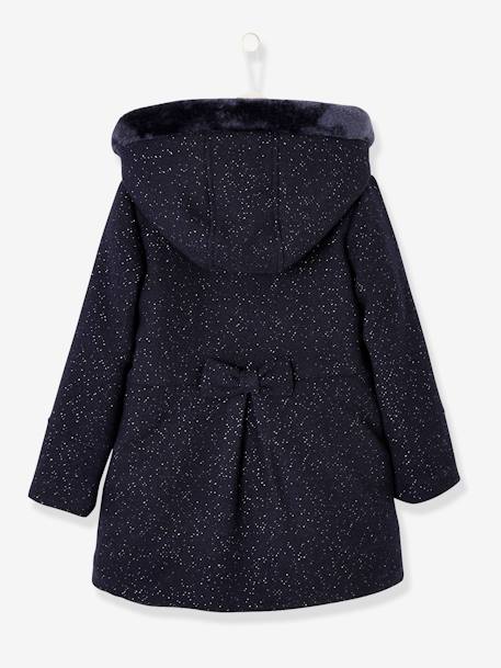 Manteau à capuche fille drap de laine Marine grisé 4 - vertbaudet enfant 