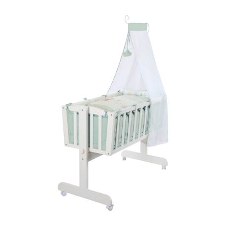 Berceau complet en bois avec accessoires little stars Blanc - gris / étoiles+Blanc / woodland buddies 7 - vertbaudet enfant 