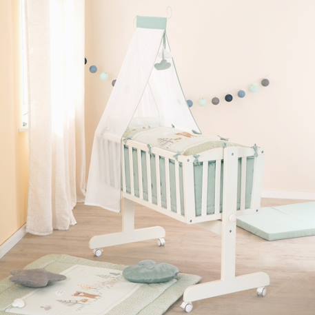 Berceau complet en bois avec accessoires little stars Blanc - gris / étoiles+Blanc / woodland buddies 8 - vertbaudet enfant 