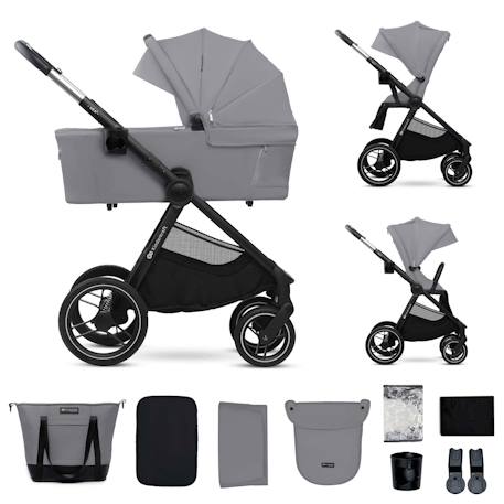Poussette 2 en 1 Kinderkraft NEA 2 avec Nacelle Spacieuse, Roues Amorties, Siège Réversible et Pliage Compact Beige+Beige/sable+Gris+Gris clair+Noir+Noir/argent 19 - vertbaudet enfant 