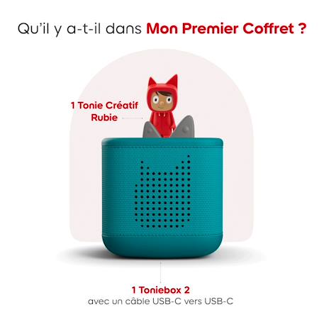 Mon premier coffret toniebox 2 - boite à histoires - 1 figurine rubie Bleu+Gris+Rose+Vert océan 21 - vertbaudet enfant 