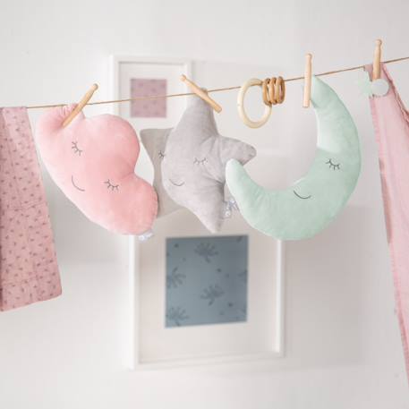 Coussin décoratif demi-lune pour chambre d'enfant roba style Bleu clair+Gris argenté+Rose pastel+Vert givré 21 - vertbaudet enfant 