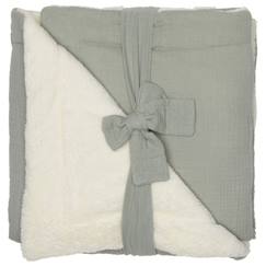 Linge de maison et décoration-Linge de lit enfant-Couverture polaire mix & match vert de gris (70 x 100 cm)