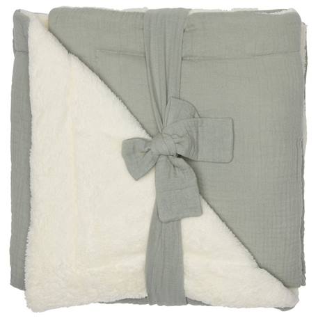 Couverture polaire mix & match vert de gris (70 x 100 cm) Blanc, beige+Vert d'eau, écru 4 - vertbaudet enfant 