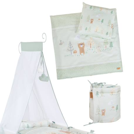 Berceau complet en bois avec accessoires little stars Blanc - gris / étoiles+Blanc / woodland buddies 9 - vertbaudet enfant 