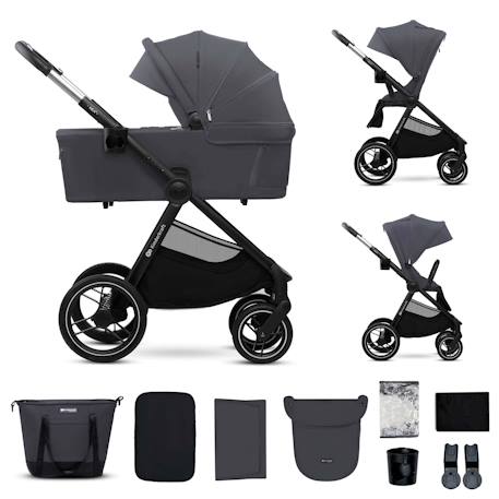 Poussette 2 en 1 Kinderkraft NEA 2 avec Nacelle Spacieuse, Roues Amorties, Siège Réversible et Pliage Compact Beige+Beige/sable+Gris+Gris clair+Noir+Noir/argent 13 - vertbaudet enfant 