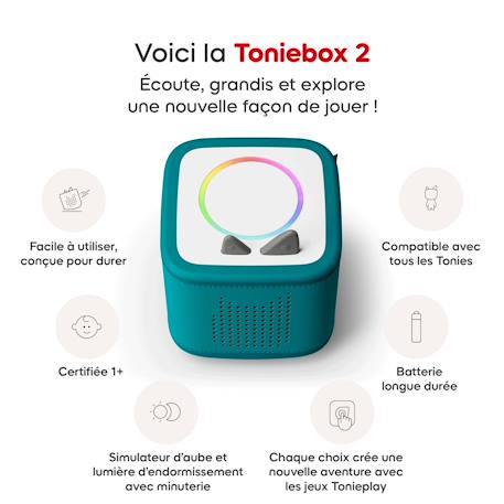Mon premier coffret toniebox 2 - boite à histoires - 1 figurine rubie Bleu+Gris+Rose+Vert océan 20 - vertbaudet enfant 