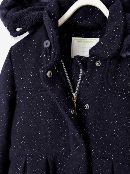 Manteau à capuche fille drap de laine Marine grisé 6 - vertbaudet enfant 