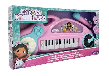 Piano électronique pour enfants gabby et la maison magique avec effets lumineux et microphone - 24 touches Rose 3 - vertbaudet enfant 