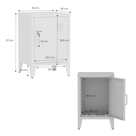 Lot de 2 tables de chevet industrielle métal, 1 porte Bleu gris+Lilas 9 - vertbaudet enfant 