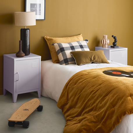 Lot de 2 tables de chevet industrielle métal, 1 porte Bleu gris+Lilas 7 - vertbaudet enfant 