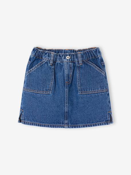 Jupe en jean fille bleu clair+bleu moyen+denim brut 5 - vertbaudet enfant 