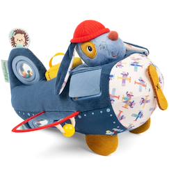 Jouet-Premier âge-Avion d'activités,  jouet sensoriel, Jules le chien