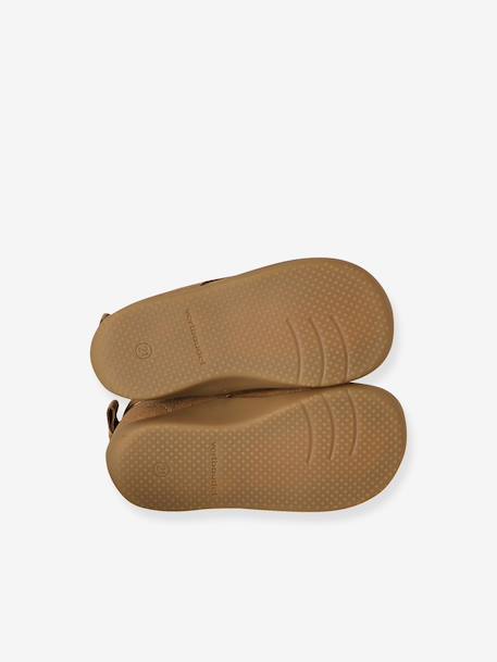Chaussures premiers pas bébé lacets beige irisé+camel+MARRON CLAIR UNI 15 - vertbaudet enfant 