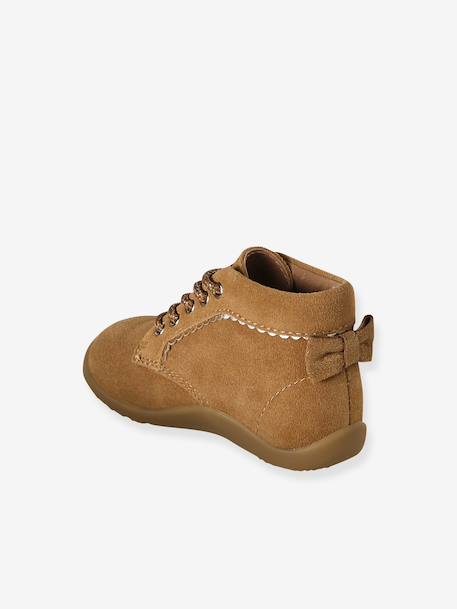 Chaussures premiers pas bébé lacets beige irisé+camel+MARRON CLAIR UNI 13 - vertbaudet enfant 