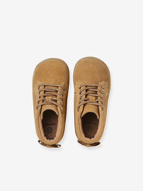 Chaussures premiers pas bébé lacets beige irisé+camel+MARRON CLAIR UNI 14 - vertbaudet enfant 