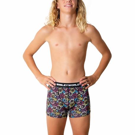 Boxer garçon smileyworld® i Bleu jean imprimé+Noir imprimé+Noir imprimé smiley+Noir Multicolore imprimé+Noir Multicolore imprimé 9 - vertbaudet enfant 