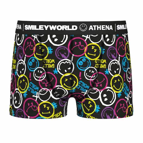 Boxer garçon smileyworld® i Bleu jean imprimé+Noir imprimé+Noir imprimé smiley+Noir Multicolore imprimé+Noir Multicolore imprimé 6 - vertbaudet enfant 