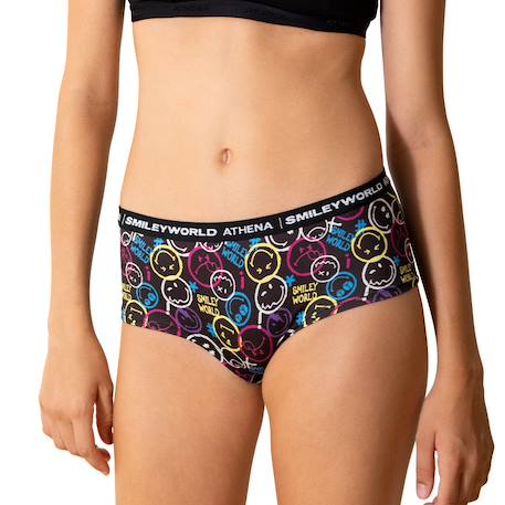 Boxer smileyworld® |  fille Bleu jean imprimé+Noir / Multicolore imprimé+Noir imprimé 8 - vertbaudet enfant 