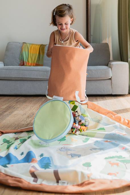 Tapis de jeu & panier à jouets- zoo Orange naturel, vert et bleu+Rose+Vert & couleur naturelle 2 - vertbaudet enfant 