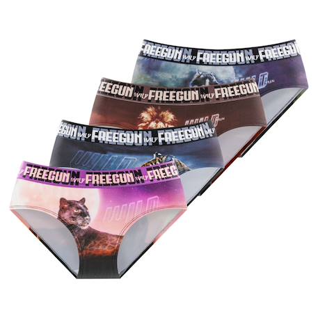 Lot de 4 culottes fille wild animals Rose/violet/noir/marron 1 - vertbaudet enfant 