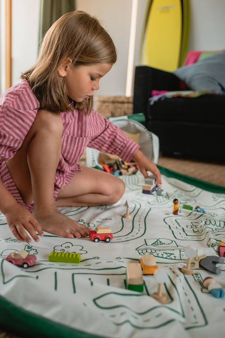 Tapis de jeu & panier à jouets- zoo Orange naturel, vert et bleu+Rose+Vert & couleur naturelle 18 - vertbaudet enfant 