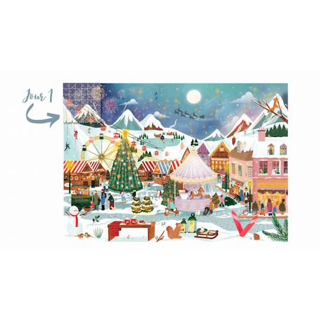 Calendrier de l'avent village de noël Bleu 5 - vertbaudet enfant 