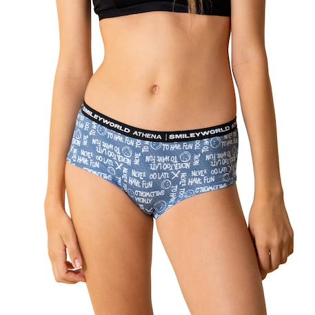 Boxer smileyworld® |  fille Bleu jean imprimé+Noir / Multicolore imprimé+Noir imprimé 3 - vertbaudet enfant 