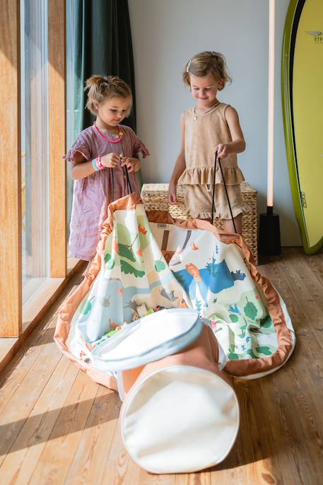 Tapis de jeu & panier à jouets- zoo Orange naturel, vert et bleu+Rose+Vert & couleur naturelle 4 - vertbaudet enfant 