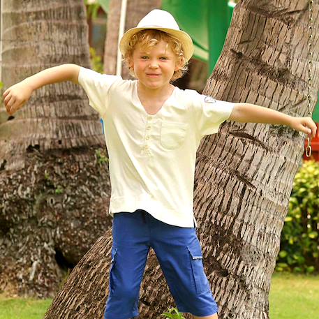 Tee-shirt col v   à manches courtes  bebel Blanc cassé 2 - vertbaudet enfant 